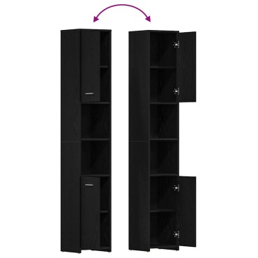vidaXL Ντουλάπι Μπάνιου Μαύρο Δρυς 30x30x183,5cm από Τεχνητό Ξύλο