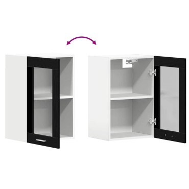 vidaXL Κρεμαστό Γυάλινο Ντουλάπι Μαύρο Δρυς 40x31x60cm από Τεχνητό Ξύλο