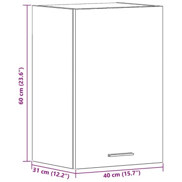 vidaXL Κρεμαστό Ντουλάπι Μαύρο Δρυς 40x31x60cm από Τεχνητό Ξύλο 1 τεμ.