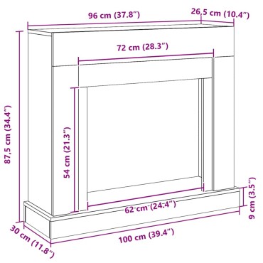vidaXL Πλαίσιο Τζακιού από Μαύρη Δρυ 100x30x87,5 εκ. από Τεχνητό Ξύλο