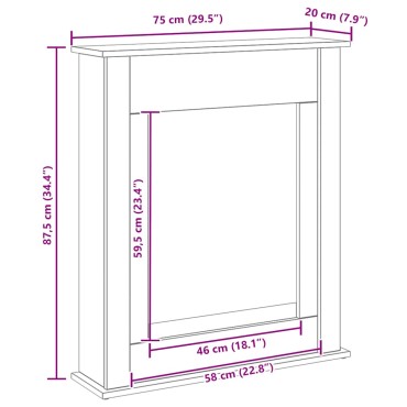 vidaXL Πλαίσιο Τζακιού από Μαύρη Δρυ 75x20x87,5 εκ. από Τεχνητό Ξύλο