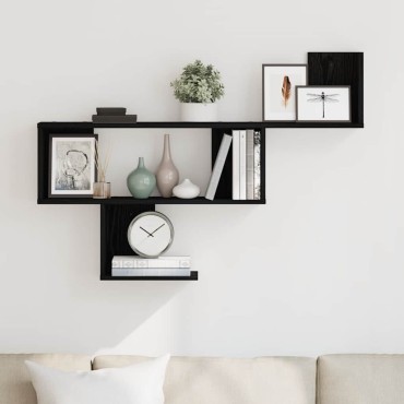 vidaXL Ράφι Τοίχου Μαύρη Δρυς 100x15x70cm από Τεχνητό Ξύλο 1 τεμ.