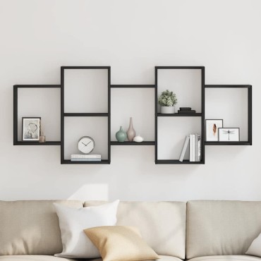 vidaXL Ράφι Τοίχου Μαύρη Δρυς 159x18x65cm από Τεχνητό Ξύλο 1 τεμ.