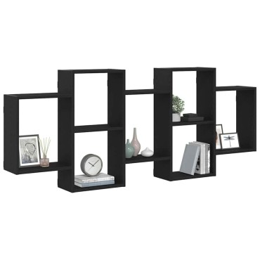vidaXL Ράφι Τοίχου Μαύρη Δρυς 159x18x65cm από Τεχνητό Ξύλο 1 τεμ.