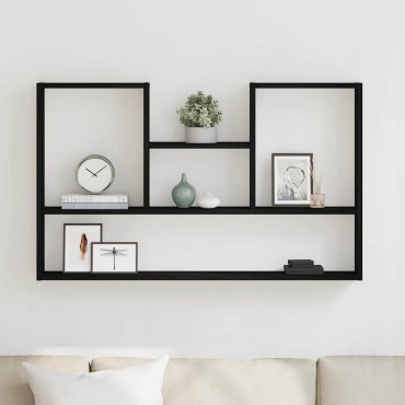 vidaXL Ράφι Τοίχου Μαύρη Δρυς 99x15x60cm από Τεχνητό Ξύλο 1 τεμ.