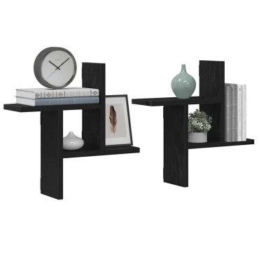 vidaXL Ράφια Τοίχου 2 τεμ. Μαύρη Δρυς 38x12x38cm από Τεχνητό Ξύλο