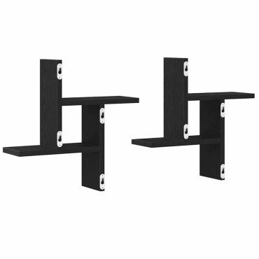 vidaXL Ράφια Τοίχου 2 τεμ. Μαύρη Δρυς 38x12x38cm από Τεχνητό Ξύλο
