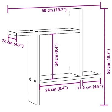 vidaXL Ράφια Τοίχου 2 τεμ. Μαύρη Δρυς 50x12x50cm από Τεχνητό Ξύλο