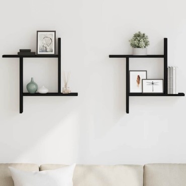 vidaXL Ράφια Τοίχου 2 τεμ. Μαύρη Δρυς 50x12x50cm από Τεχνητό Ξύλο