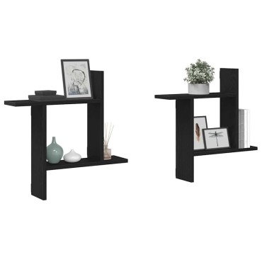 vidaXL Ράφια Τοίχου 2 τεμ. Μαύρη Δρυς 50x12x50cm από Τεχνητό Ξύλο