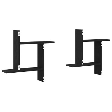 vidaXL Ράφια Τοίχου 2 τεμ. Μαύρη Δρυς 50x12x50cm από Τεχνητό Ξύλο