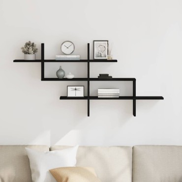vidaXL Ράφι Τοίχου Μαύρη Δρυς 124,5x18x60,5cm από Τεχνητό Ξύλο 1 τεμ.