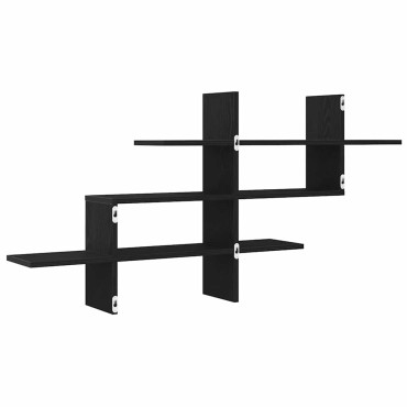 vidaXL Ράφι Τοίχου Μαύρη Δρυς 124,5x18x60,5cm από Τεχνητό Ξύλο 1 τεμ.