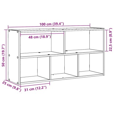 vidaXL Ράφι Τοίχου Μαύρη Δρυς 100x25x50cm από Τεχνητό Ξύλο 1 τεμ.
