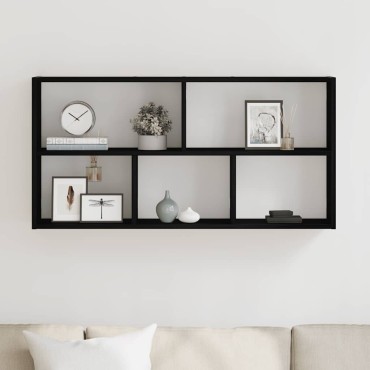 vidaXL Ράφι Τοίχου Μαύρη Δρυς 100x25x50cm από Τεχνητό Ξύλο 1 τεμ.