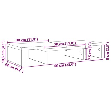 vidaXL Βάση Οθόνης Ρυθμιζόμενη Μαύρη Δρυς 60x24x10,5 εκ. από Τεχνητό Ξύλο