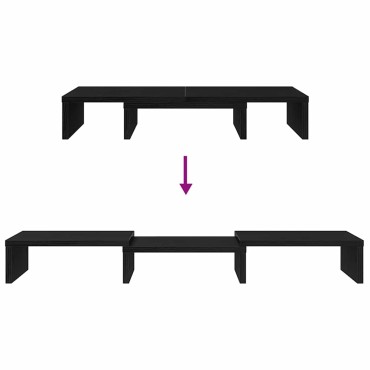 vidaXL Βάση Οθόνης Ρυθμιζόμενη Μαύρη Δρυς 60x24x10,5 εκ. από Τεχνητό Ξύλο