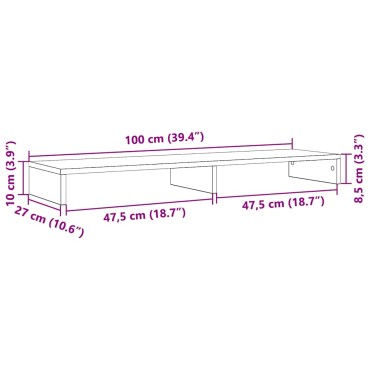 vidaXL Βάση Οθόνης Μαύρη Δρυς 100x27x10 εκ. από Τεχνητό Ξύλο