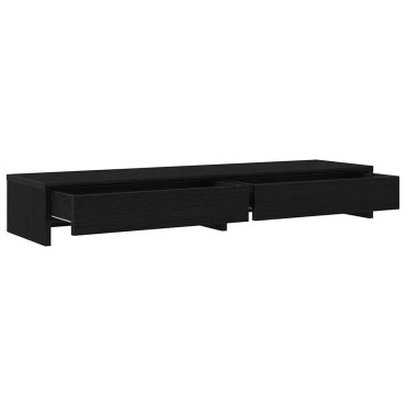 vidaXL Βάση Οθόνης με Συρτάρια Μαύρη Δρυς 100x27x15 εκ. από Τεχνητό Ξύλο