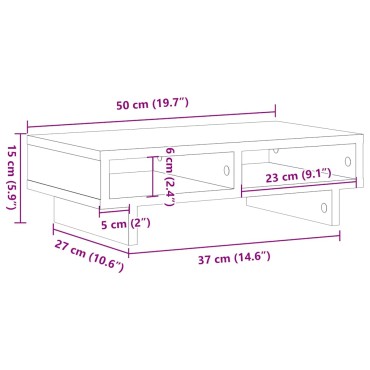 vidaXL Βάση Οθόνης Μαύρη Δρυς 50x27x15 εκ. από Τεχνητό Ξύλο