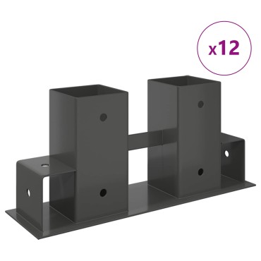 vidaXL Βοήθεια Στοίβας Ξύλου 12 τμχ. Ανθρακί 34 x 10 x 15 εκ Ατσάλι