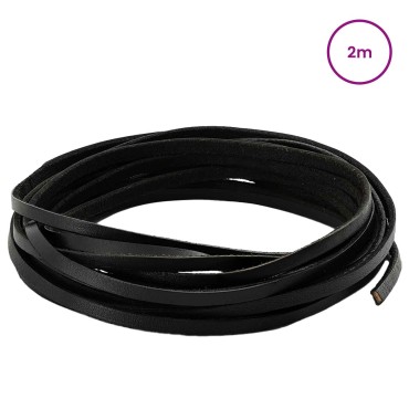 vidaXL Δερμάτινο Λουρί 1 Μαύρο 200 x 0,4 εκ. Δέρμα