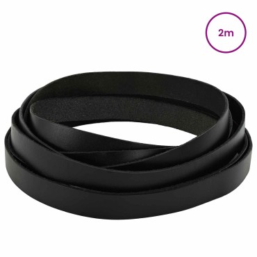 vidaXL Δερμάτινο Λουρί 1 Μαύρο 200 x 1 εκ. Δέρμα