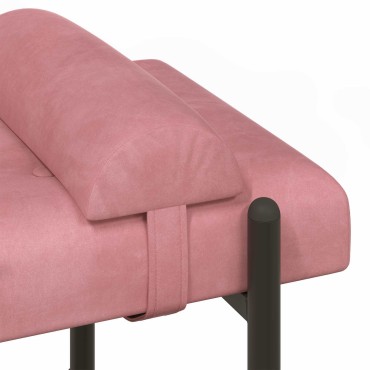 vidaXL Παγκάκι με κουμπιά και μαξιλάρια Ροζ 110x40x46cm Βελούδο