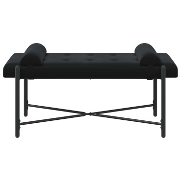 vidaXL Παγκάκι με κουμπιά και μαξιλάρια Μαύρο 110x40x46cm Βελούδο