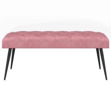 vidaXL Πάγκος με κουμπωτές επιφάνειες Ροζ 110x40x46cm Βελούδο 1 τεμ.