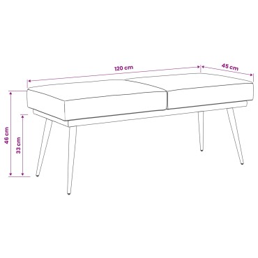 vidaXL Διπλή Επίστρωση Πάγκος Μοβ 120x45x46cm Βελούδο