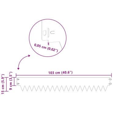 vidaXL Περίγραμμα γκαζόν 50 τμχ. 103 x 15 εκ Ατσάλι Ασημί