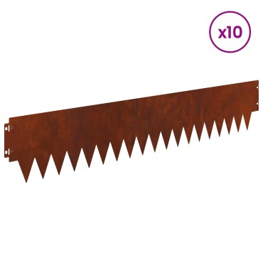 vidaXL Περίγραμμα γκαζόν 10 τμχ. 103 x 20 εκ μέταλλο Σκ rusty