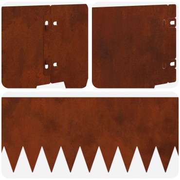 vidaXL Περίγραμμα γκαζόν 10 τμχ. 103 x 20 εκ μέταλλο Σκ rusty