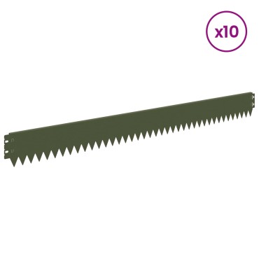 vidaXL Περίγραμμα γκαζόν 10 τμχ. 103 x 10 εκ Ατσάλι Λαδί