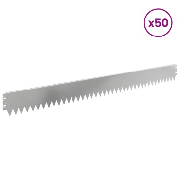 vidaXL Περίγραμμα γκαζόν 50 τμχ. 103 x 10 εκ Ατσάλι Ασημί