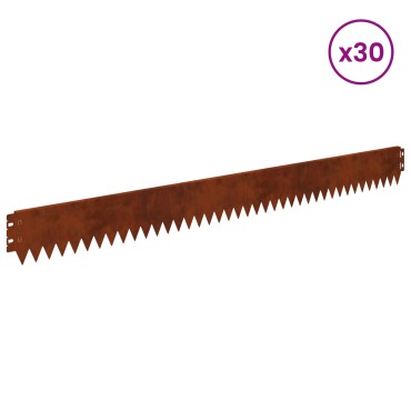 vidaXL Περίγραμμα γκαζόν 30 τμχ. 103 x 10 εκ Ατσάλι Σκ rusty
