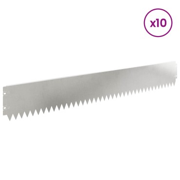 vidaXL Περίγραμμα γκαζόν 10 τμχ. 103 x 15 εκ Ατσάλι Ασημί