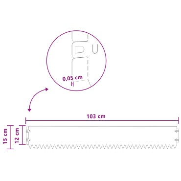 vidaXL Περίγραμμα γκαζόν 10 τμχ. 103 x 15 εκ Ατσάλι Ασημί
