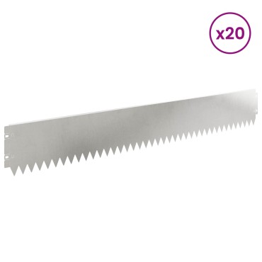 vidaXL Περίγραμμα γκαζόν 20 τμχ. 103 x 15 εκ Ατσάλι Ασημί