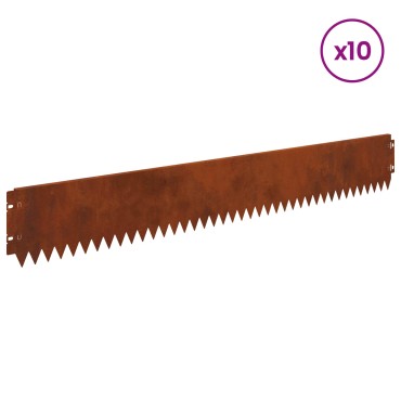 vidaXL Περίγραμμα γκαζόν 10 τμχ. 103 x 15 εκ Ατσάλι Σκ rusty