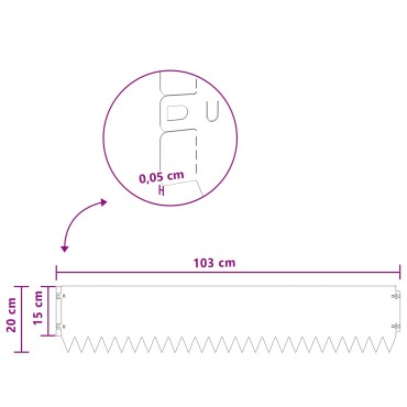 vidaXL Περίγραμμα γκαζόν 10 τμχ. 103 x 20 εκ Ατσάλι Ασημί