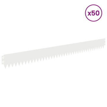 vidaXL Περίγραμμα γκαζόν 50 τμχ. 103 x 10 εκ Ατσάλι Λευκό