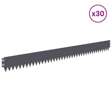 vidaXL Περίγραμμα γκαζόν 30 τμχ. 103 x 10 εκ Ατσάλι Ανθρακί