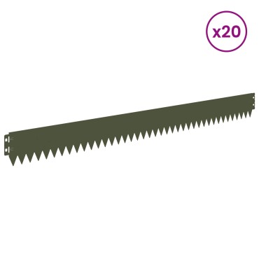 vidaXL Περίγραμμα γκαζόν 20 τμχ. 103 x 10 εκ Ατσάλι Λαδί