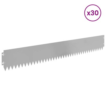 vidaXL Περίγραμμα γκαζόν 30 τμχ. 103 x 15 εκ Ατσάλι Ασημί