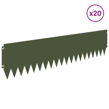 vidaXL Περίγραμμα γκαζόν 20 τμχ. 103 x 25 εκ Ατσάλι Λαδί