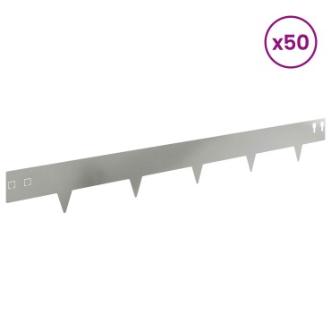 vidaXL Περίγραμμα γκαζόν 50 τμχ. 100 x 12 cm Ατσάλι Ασημί