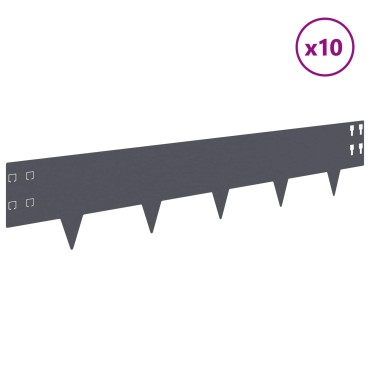 vidaXL Περίγραμμα γκαζόν 10 τμχ. 100 x 20 cm Ατσάλι Ανθρακί