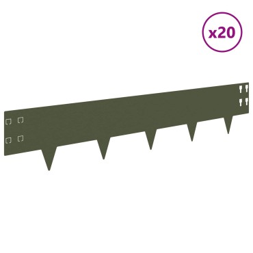 vidaXL Περίγραμμα γκαζόν 20 τμχ. 100 x 20 cm Ατσάλι Λαδί